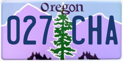 OR license plate 027CHA