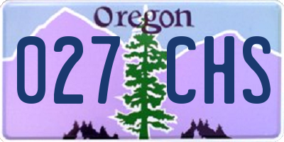 OR license plate 027CHS