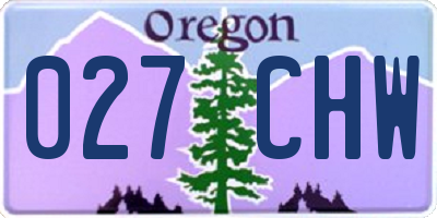 OR license plate 027CHW