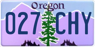 OR license plate 027CHY