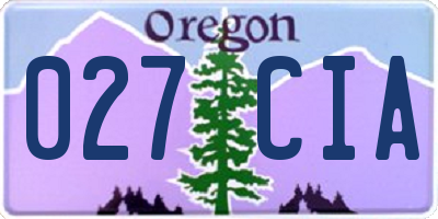 OR license plate 027CIA