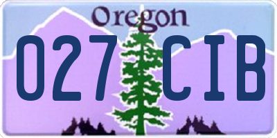OR license plate 027CIB