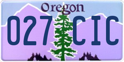 OR license plate 027CIC