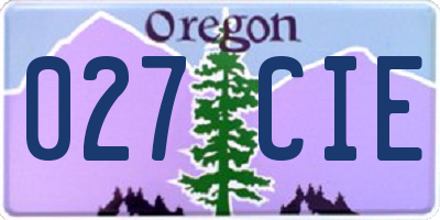 OR license plate 027CIE