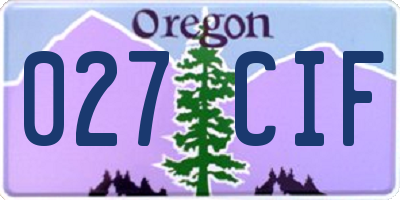 OR license plate 027CIF