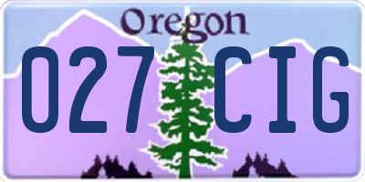 OR license plate 027CIG