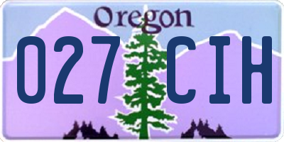 OR license plate 027CIH