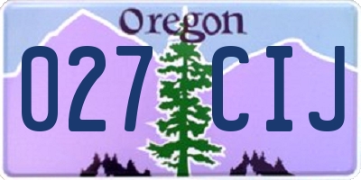 OR license plate 027CIJ