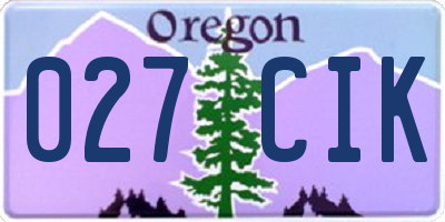 OR license plate 027CIK