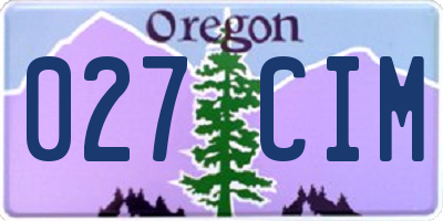 OR license plate 027CIM