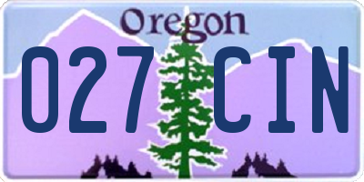 OR license plate 027CIN
