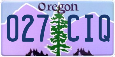 OR license plate 027CIQ