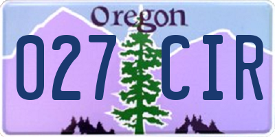 OR license plate 027CIR