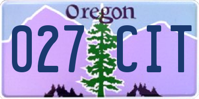 OR license plate 027CIT