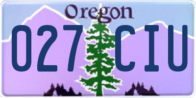 OR license plate 027CIU