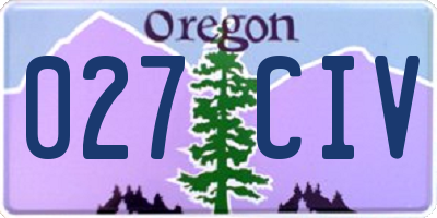 OR license plate 027CIV