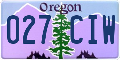 OR license plate 027CIW
