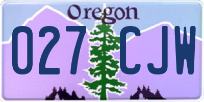 OR license plate 027CJW
