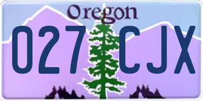 OR license plate 027CJX