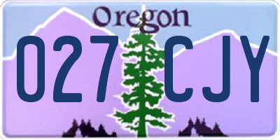 OR license plate 027CJY