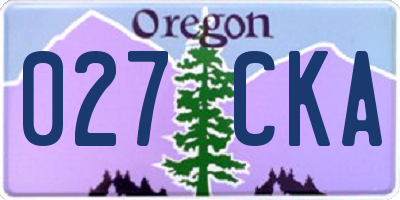 OR license plate 027CKA