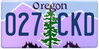 OR license plate 027CKD