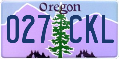 OR license plate 027CKL