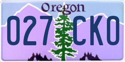 OR license plate 027CKO