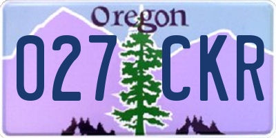 OR license plate 027CKR