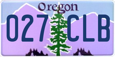 OR license plate 027CLB