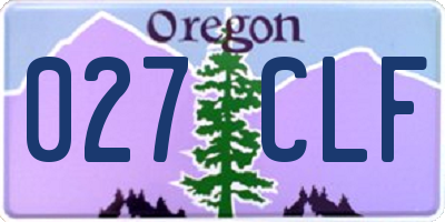 OR license plate 027CLF