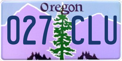 OR license plate 027CLU