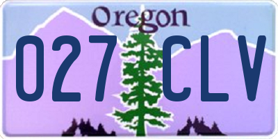 OR license plate 027CLV