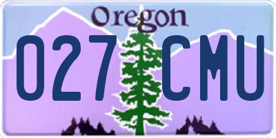 OR license plate 027CMU