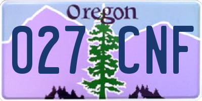 OR license plate 027CNF