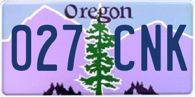 OR license plate 027CNK
