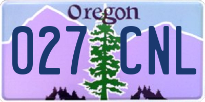 OR license plate 027CNL