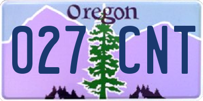 OR license plate 027CNT