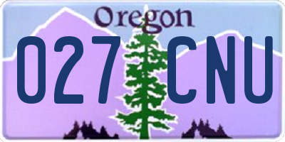 OR license plate 027CNU