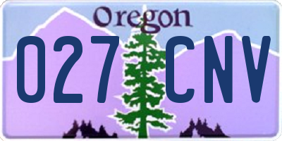 OR license plate 027CNV