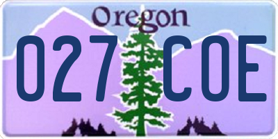 OR license plate 027COE