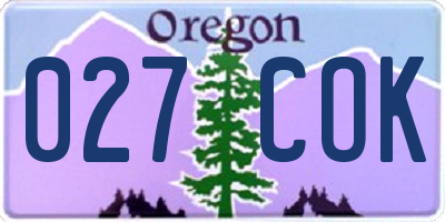 OR license plate 027COK