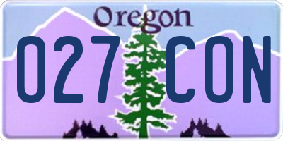 OR license plate 027CON