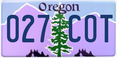 OR license plate 027COT