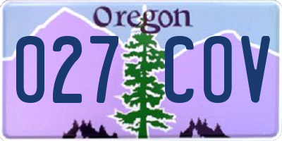 OR license plate 027COV