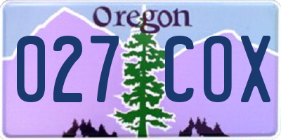OR license plate 027COX