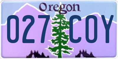 OR license plate 027COY