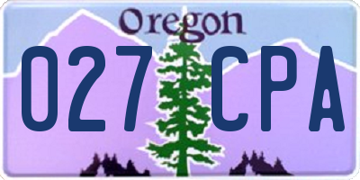 OR license plate 027CPA
