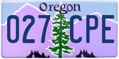 OR license plate 027CPE