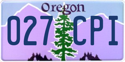 OR license plate 027CPI